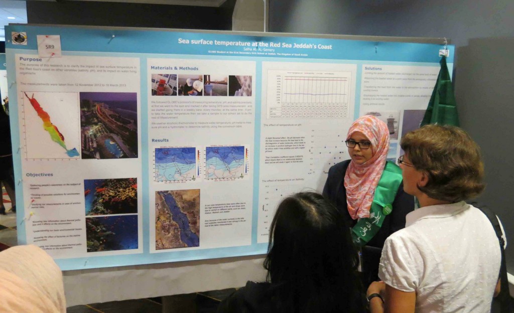 A student from Saudi Arabia presents her research during the 2nd Annual Student Research Exhibiton