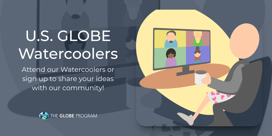 U.S. GLOBE Watercooler shareable, showing a person engaging in an online meeting