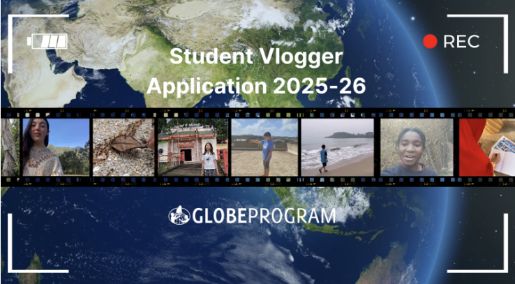 GLOBE Student Vlogger banner showing video recording icon.