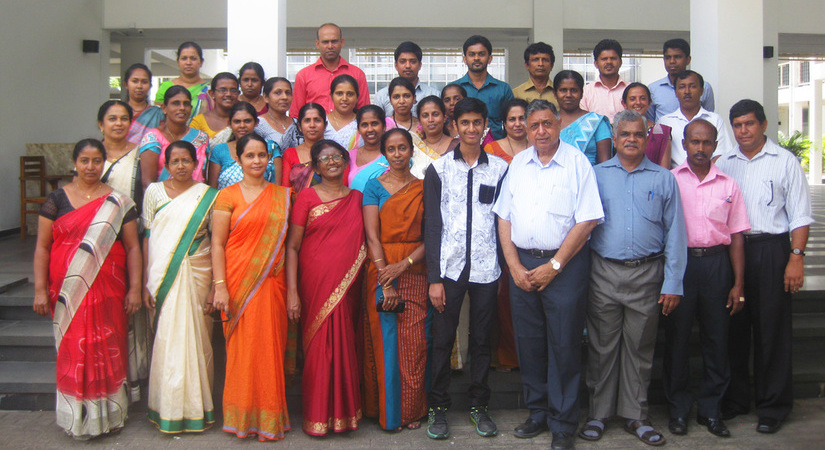 A group of GLOBE Sri Lanka teachers standing for a group photo.