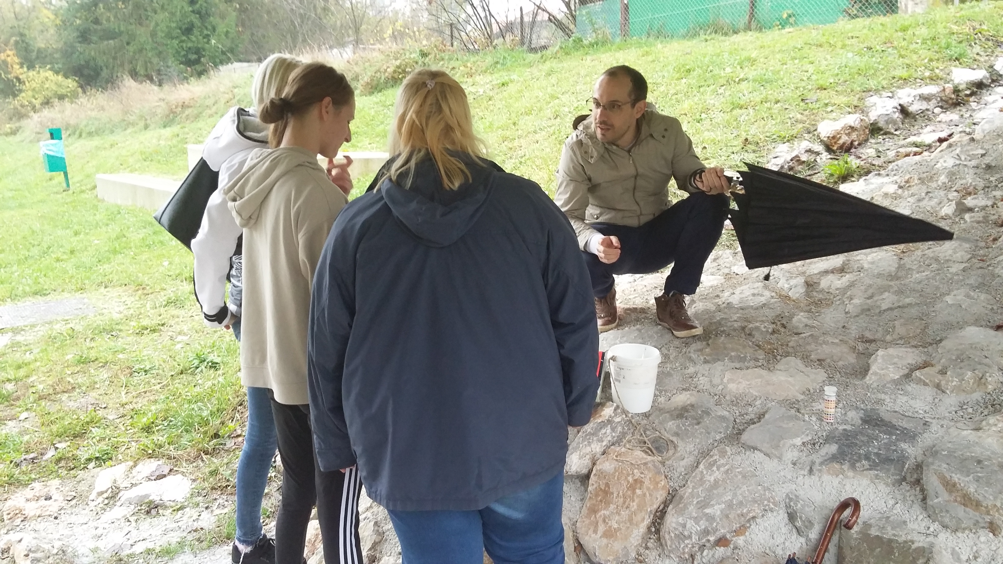 The GLOBE Country Coordinator of Slovenia discusses how students are taking water quality measurements of their local river next to Domžale secondary school, Slovenia.