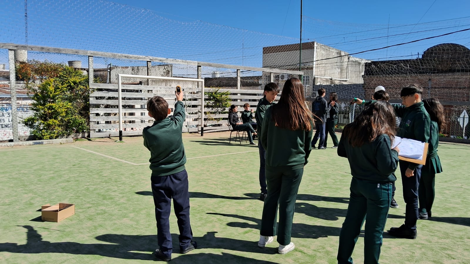 students taking air quality observations