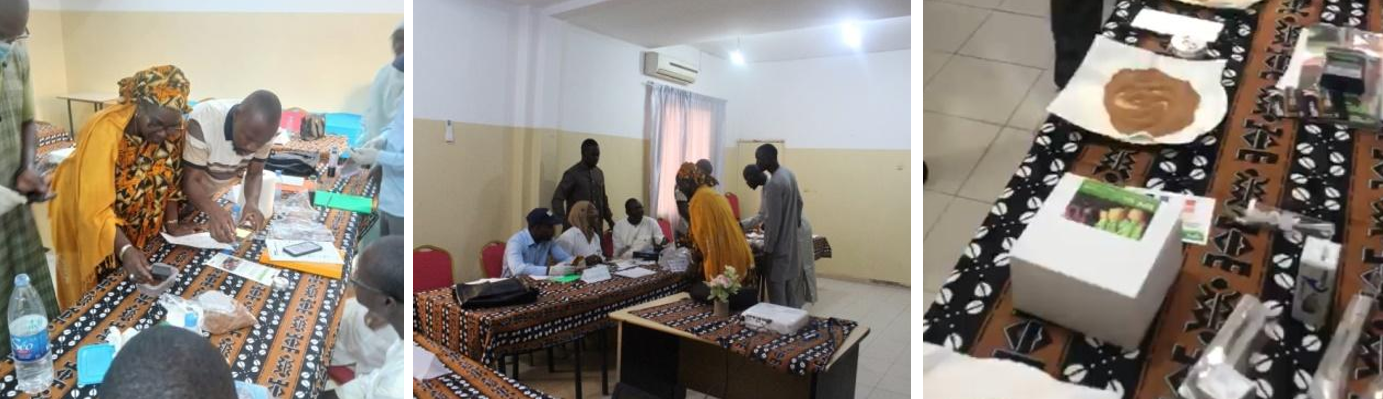 Various adults using NPK kits to test soil for fertility