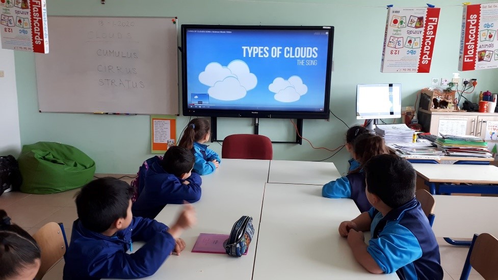 “For Grade 3, the English lesson started with an introductory video about the different type of clouds and a new vocabulary was introduced. Then the teacher read the book ‘Little Cloud’ by Eric Carle. The students answered a comprehension text and sang a poem about clouds. They were given a ‘Cloud book’ and they had to fill in the required information about how clouds are described according to height from ground level.”  