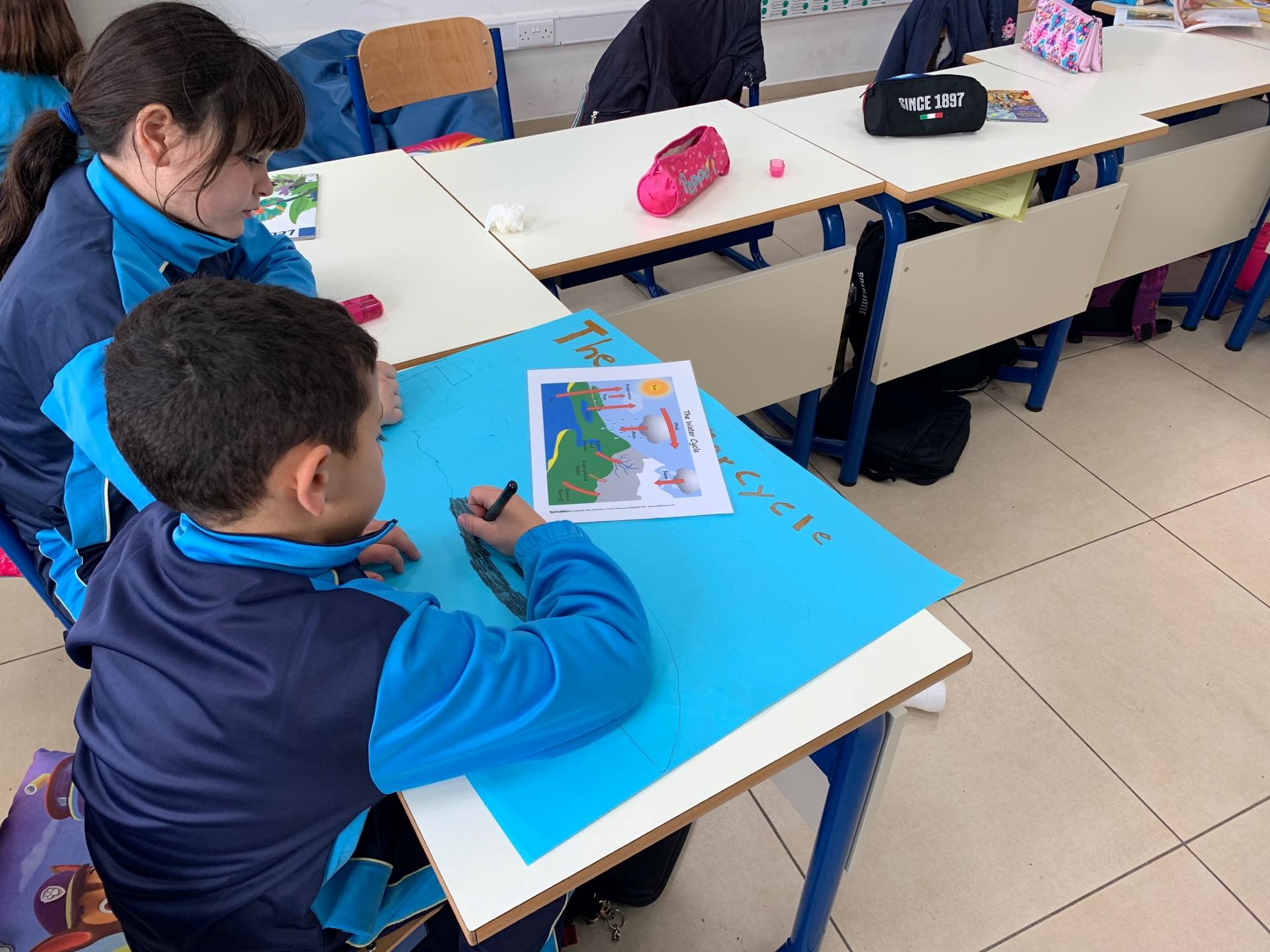 Students, and their work, at the Gozo College Xewkija Primary School (Gozo, Malta) 