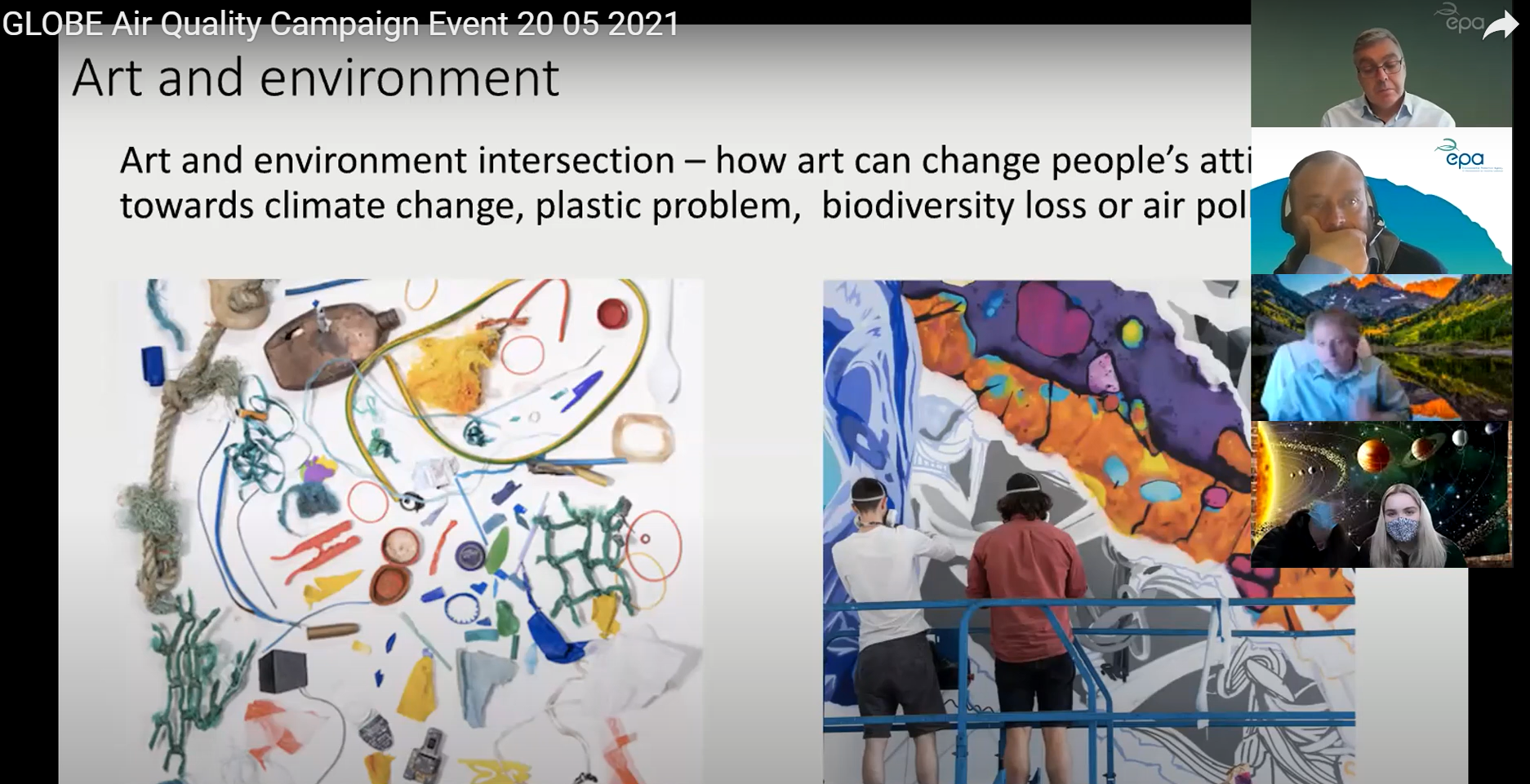 A screenshot from the online event showing the artwork involved in the campaign