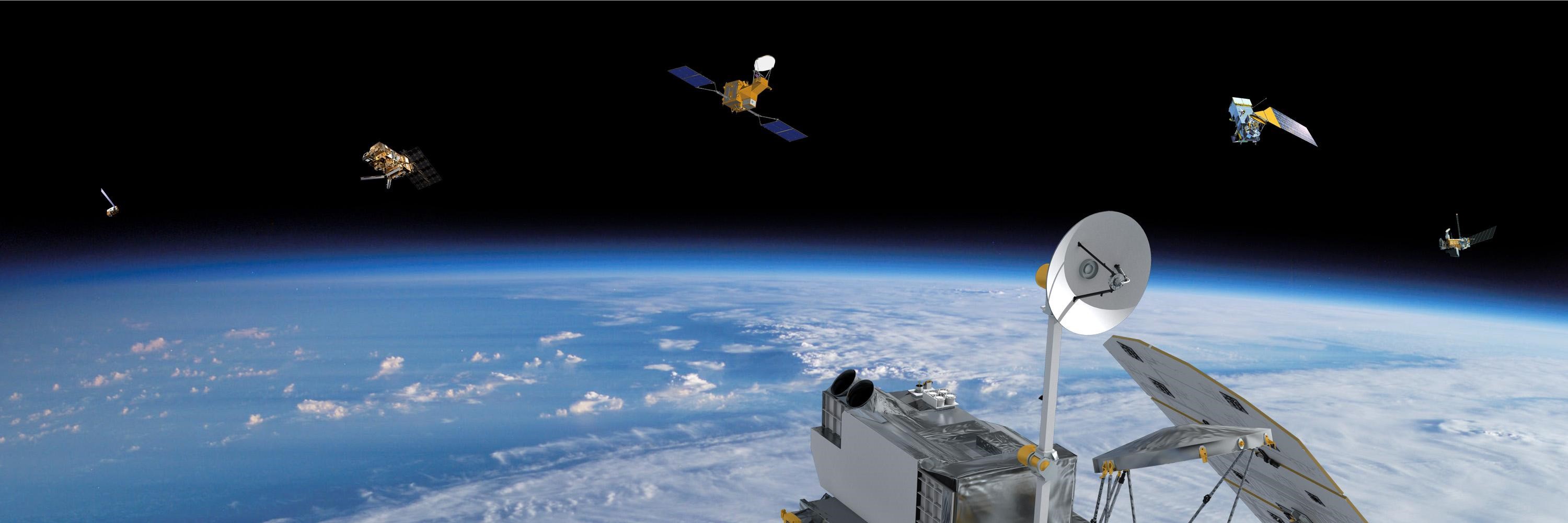 A conceptualization of NASA satellites above Earth