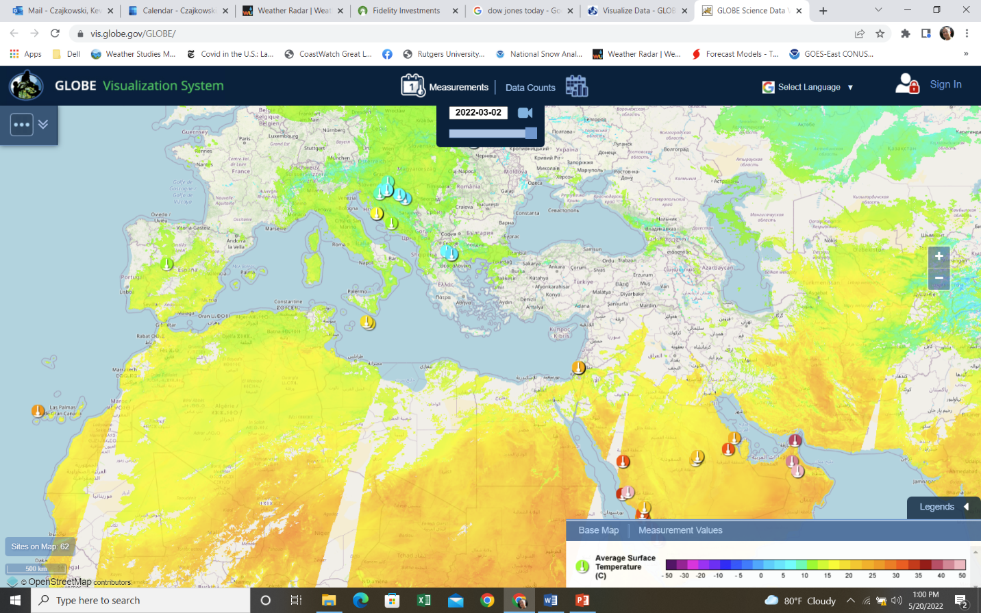 Map of countries participating in the March UHI IOP