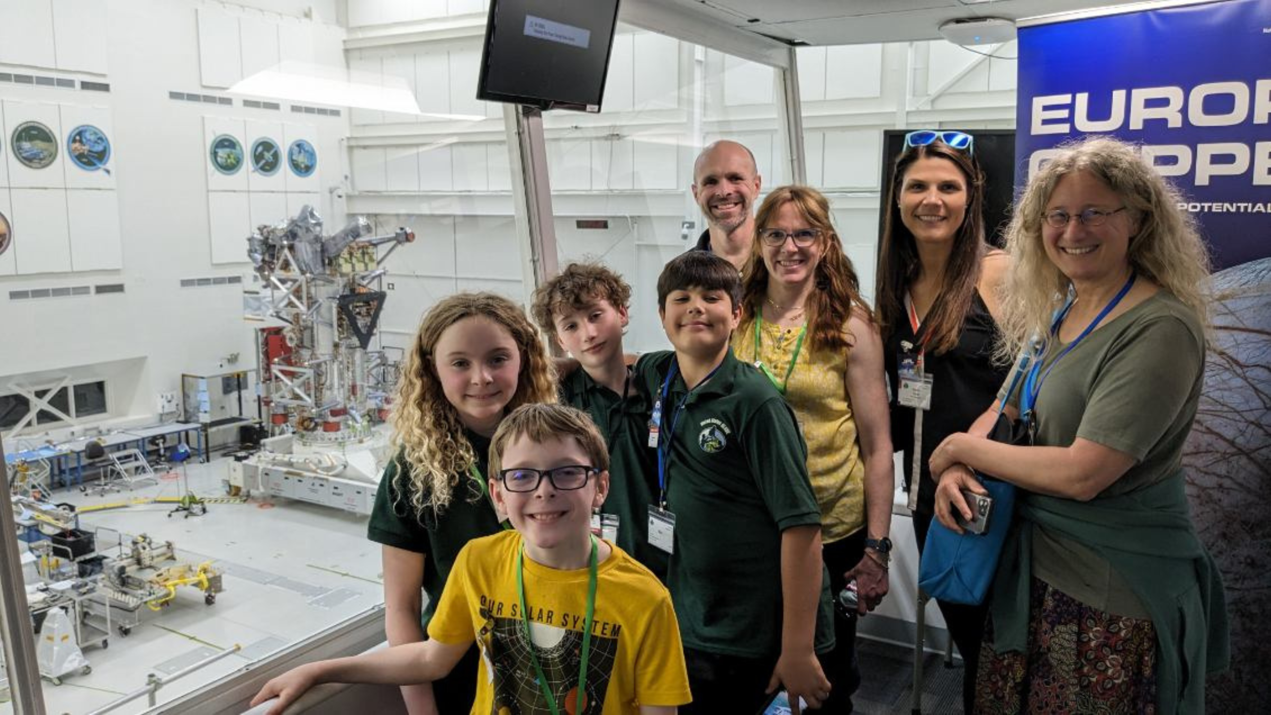 Students and educators toured the Jet Propulsion Laboratory and had a birds' eye view of the clean room
