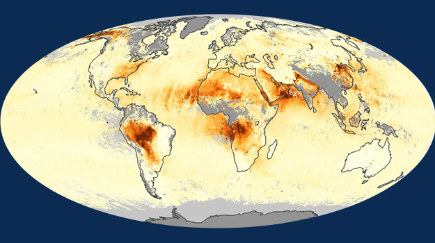 Global Aerosol Optical Depth map from NASA Terra's MODIS instrument