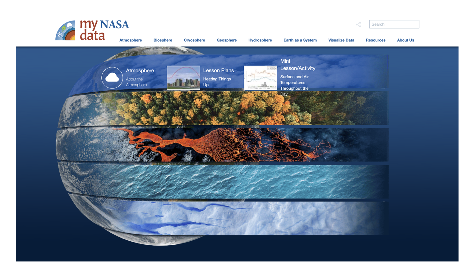 My NASA Data homepage screenshot