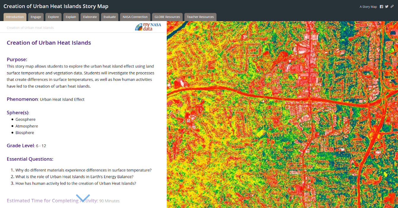 My NASA Data Creation of Urban Heat Islands Story Map Image