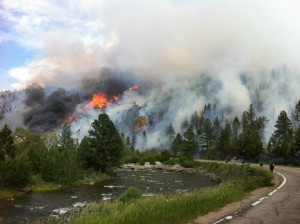 A look at the High Park fire burning along a creek near Ft. Collins, Colorado in June 2012.  Credit: Kerry Webster