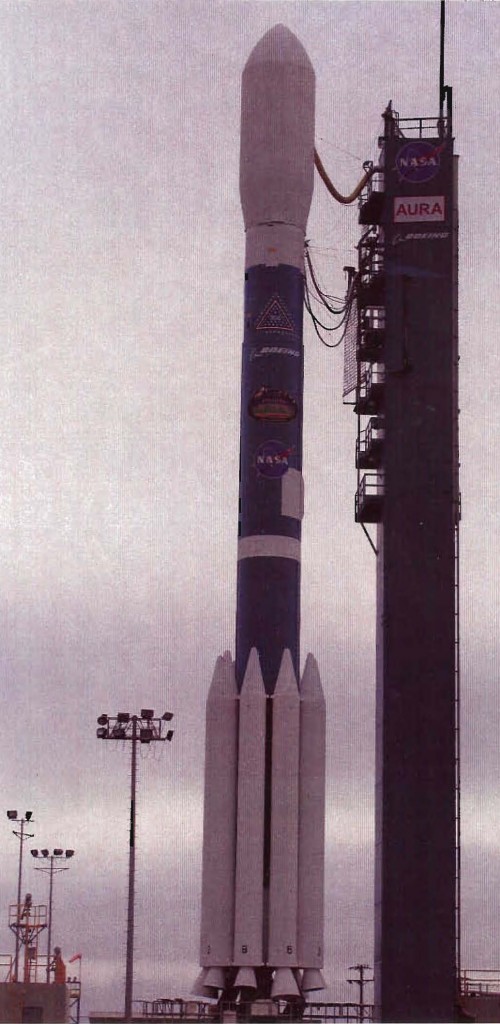 HIRDLS was launched on the Aura rocket, shown in the photograph above.