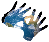 GGIC image of hands with Earth in the background.